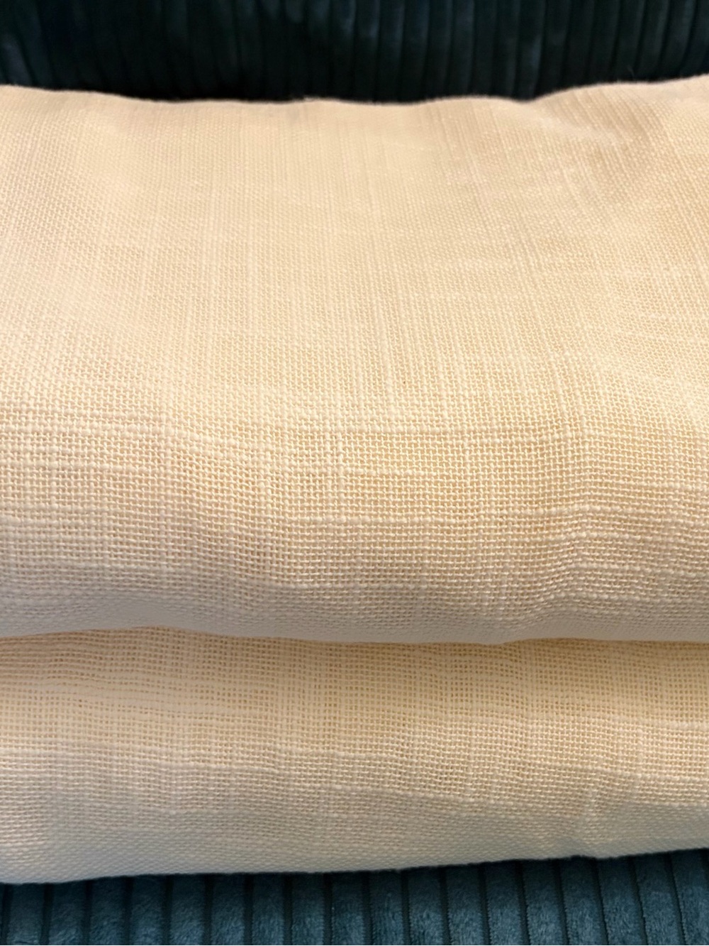 NWOT pair of Quince Ivory Textured Cotton Curtain Panels 48x84
